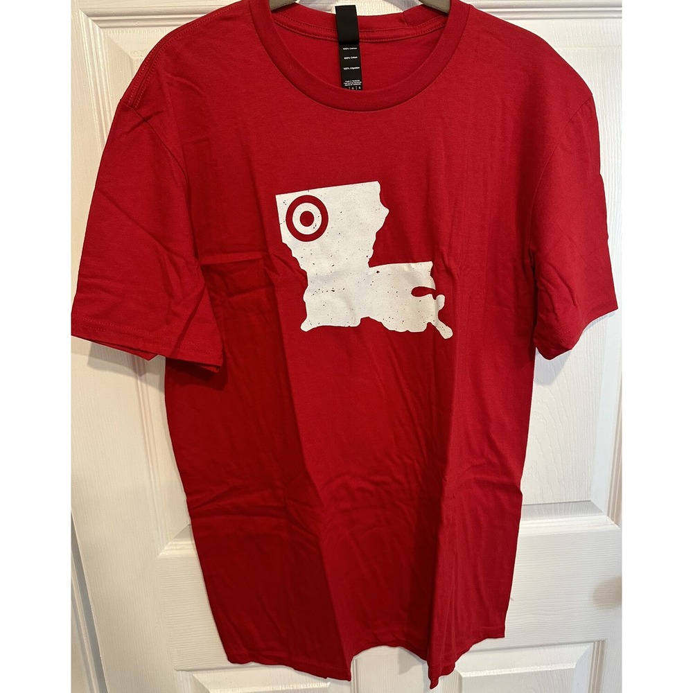District Red Cotton Louisiana Target Logo Graphic T-Shirt‎ New Large